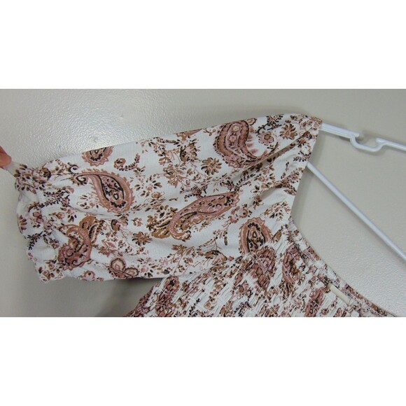Melloday Boho Paisley Smocked Peplum Top Large Floral Puff Sleeve Cottagecore L - Picture 4 of 10